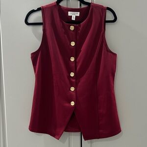 Burgundy Sleeveless Top with Gold Buttons
